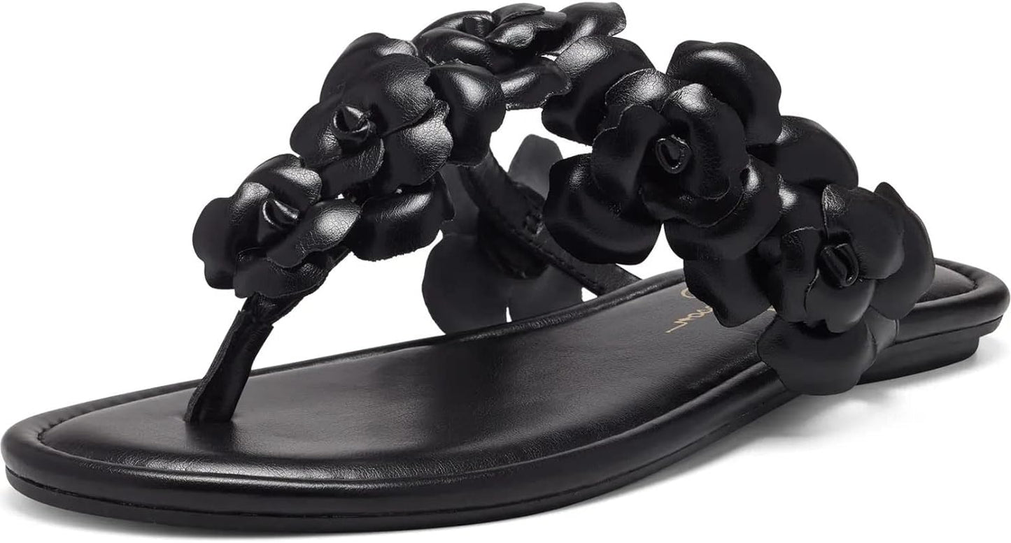 Jessica Simpson Ginima Floral Thong Slippers - Black