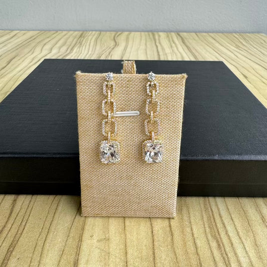 Gold Plated Chain Link Drop Earrings - Gold