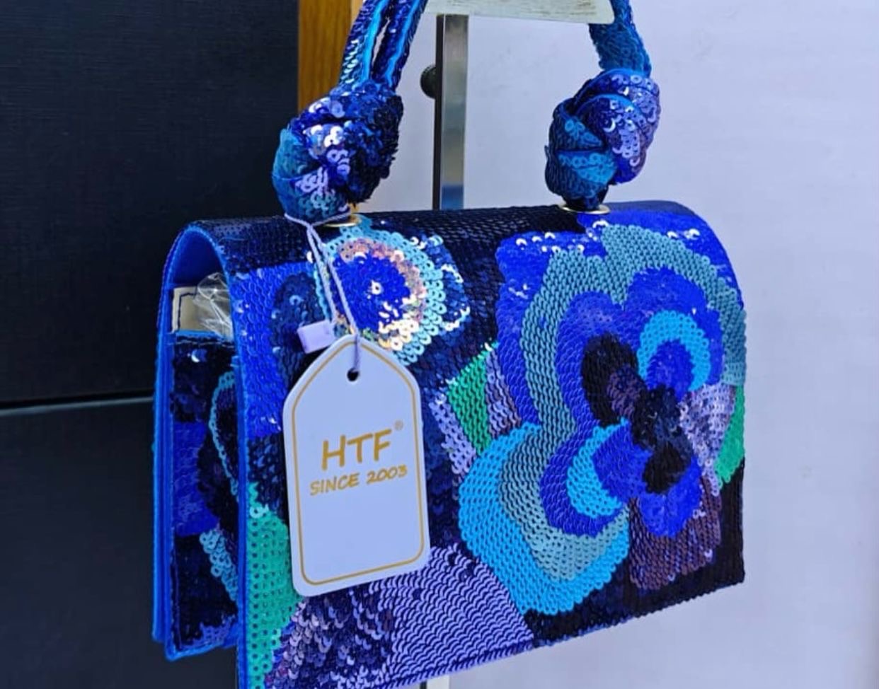 Multicolour Sequined Floral Clutch Bag
