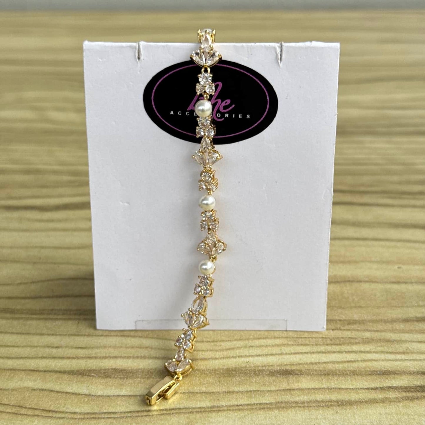 Bridal Cubic Zirconia Pearl Bracelet