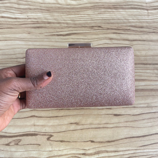 Small Shimmery Clutch Purse - Rosegold