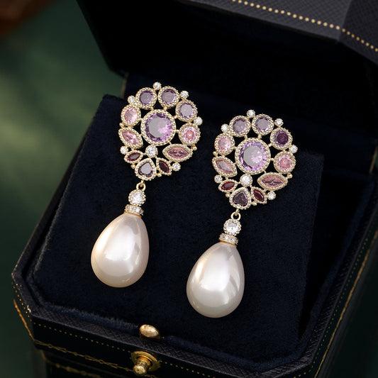 Elegant Cubic Zirconia Pearl Earrings