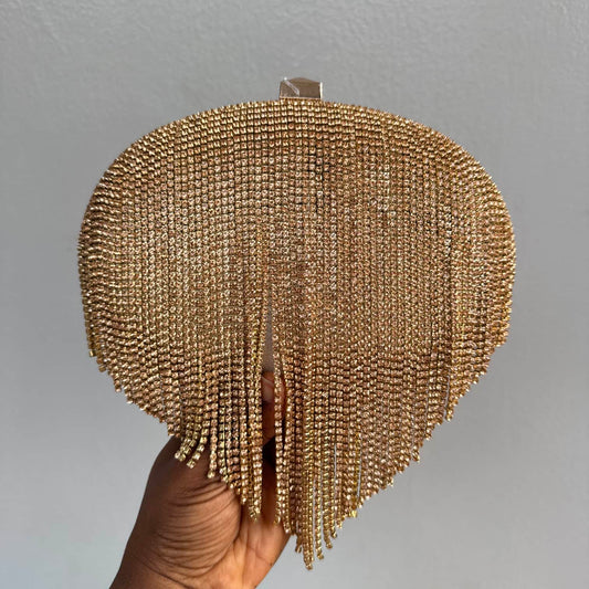 Nina Tassel Embellished Oval Clutch Purse
