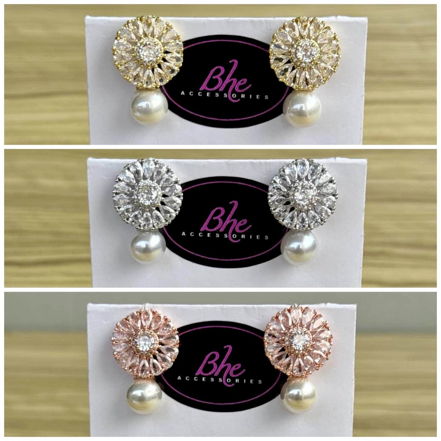 Small Pearl Cubic Zirconia Earrings
