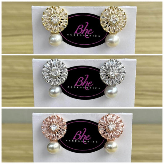Small Pearl Cubic Zirconia Earrings