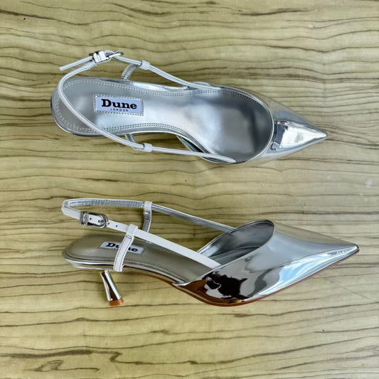 Dune London Patent Slingback Kitten Heel - Size 39, 40
