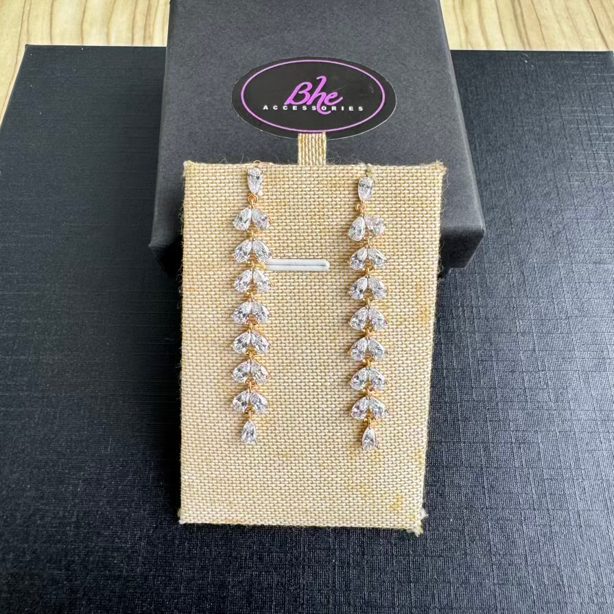 Leaves Detail Long Bridal Earrings