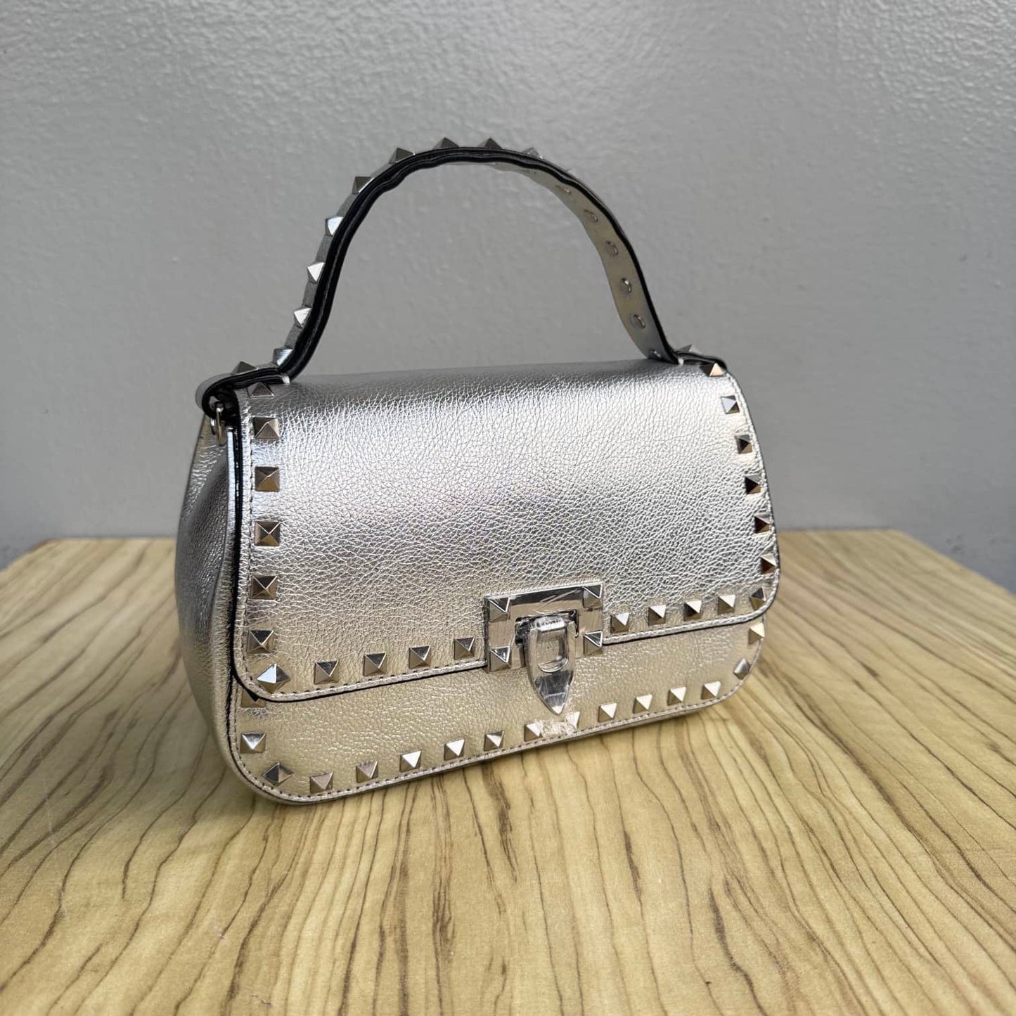 Small Metallic Studded Clutch Bag