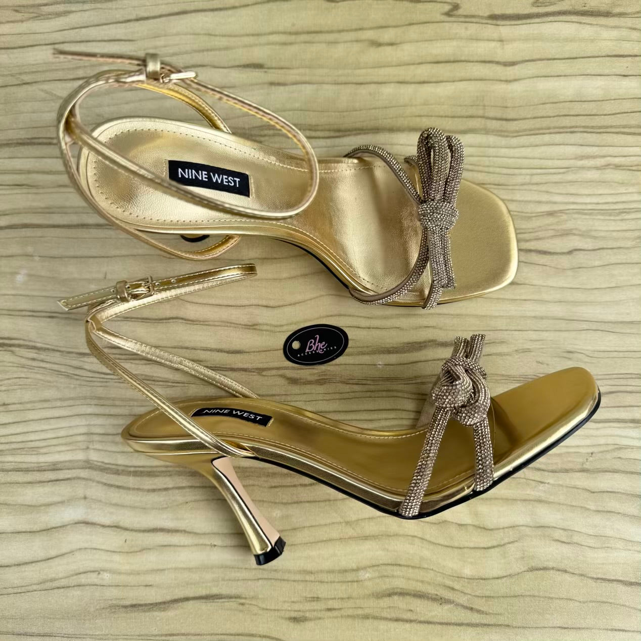 Nine West Crystal Bow Mid Heeled Sandal