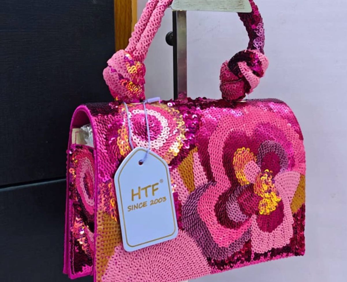 Multicolour Sequined Floral Clutch Bag