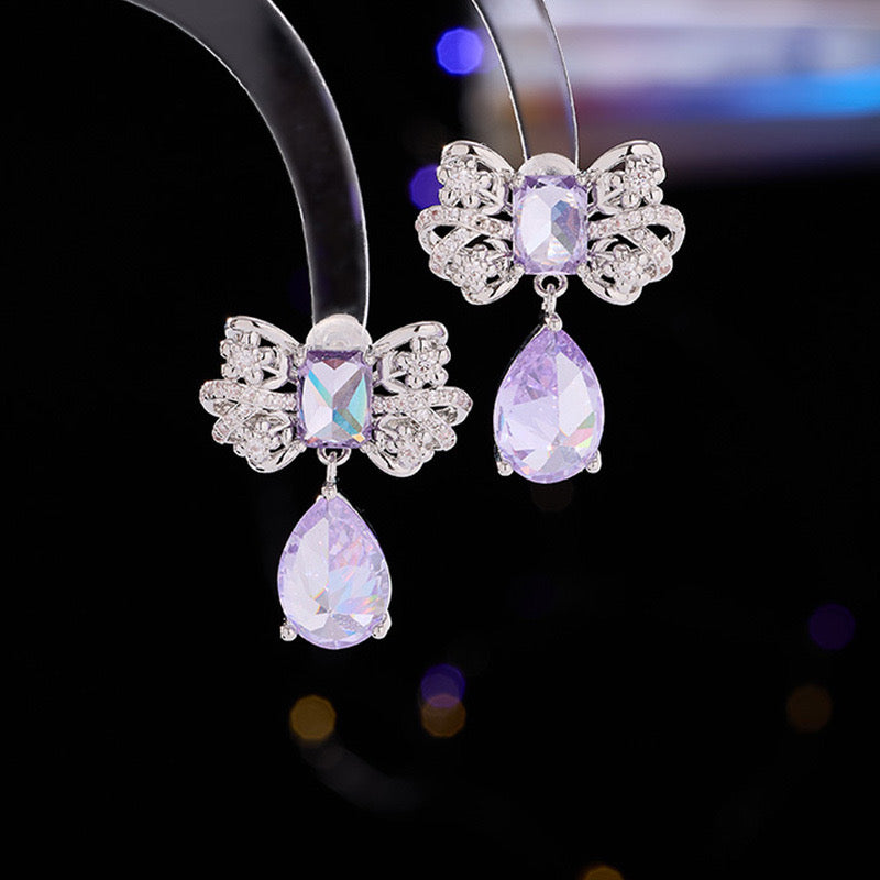 Cute Bow Cubic Zirconia Stud Earrings