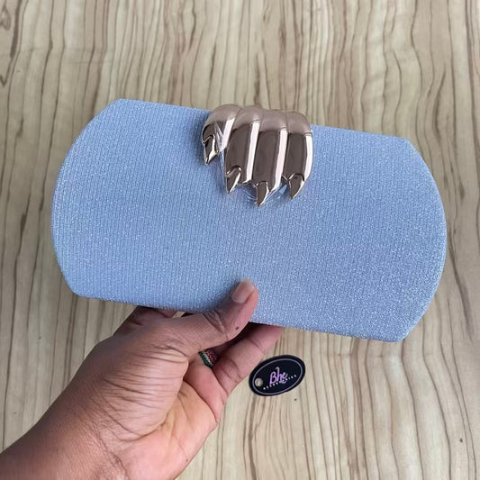 Fingers Clasp Clutch Purse - Silver