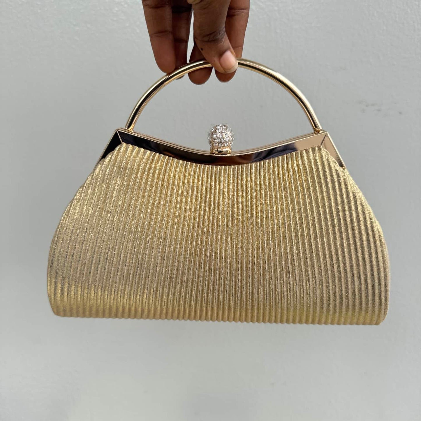 Top Handle Pleat Detail Clutch Bag