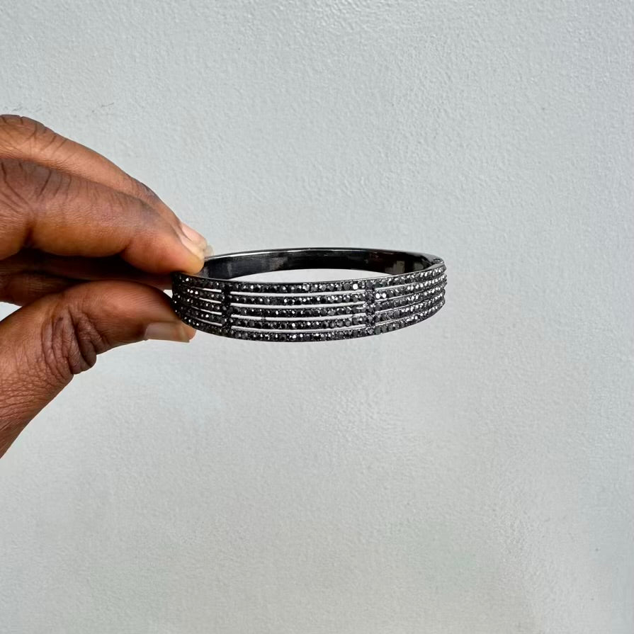 Gun-plated Rhinestone Bangle