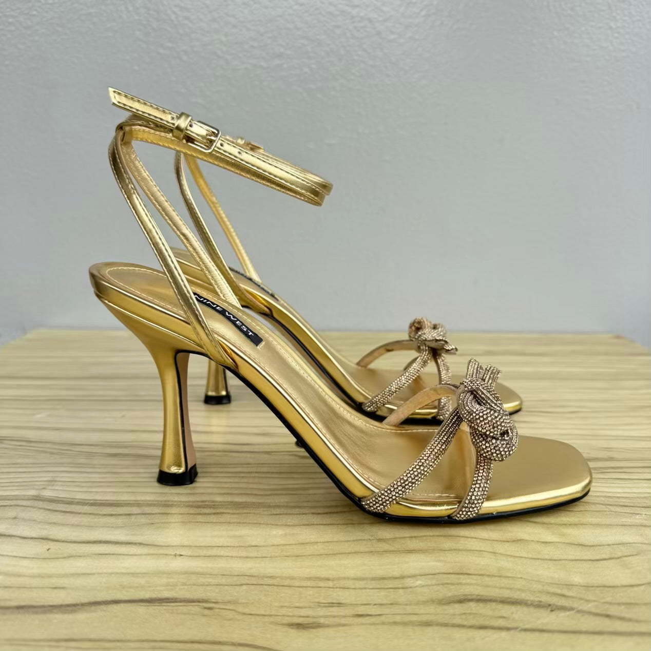 Nine West Crystal Bow Mid Heeled Sandal