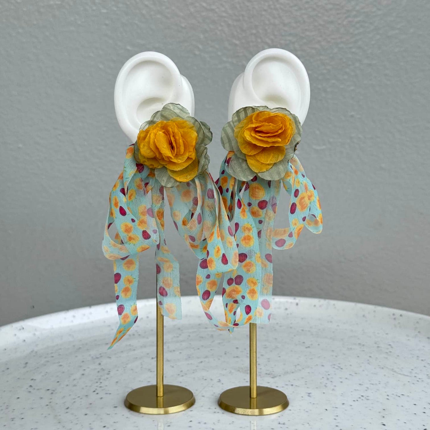 Big Fabric Flower Earring