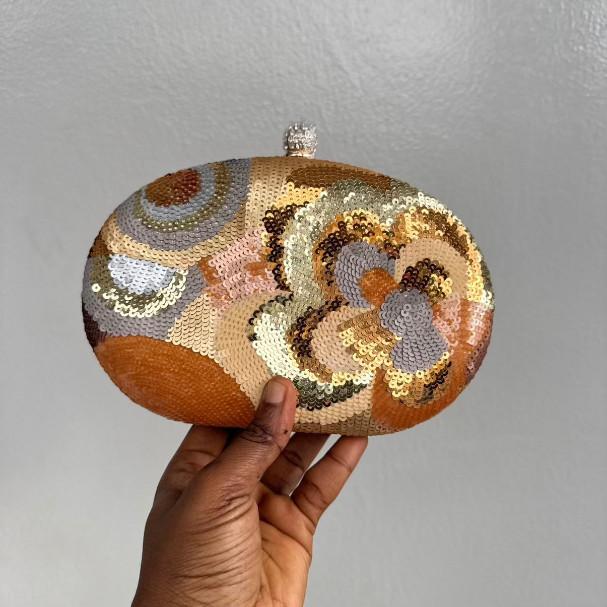 Sequin Clutch Purse with Long & Short Chain Straps
