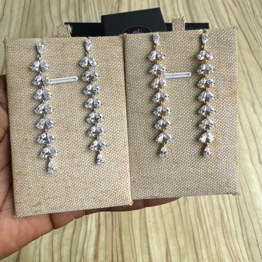 Leaves Detail Long Bridal Earrings