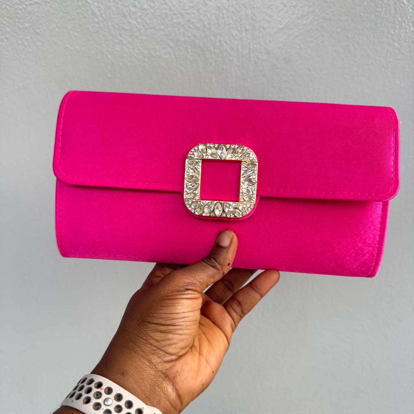 Buckle Detail Envelope Fabric Clutch Purse - Champagne Gold