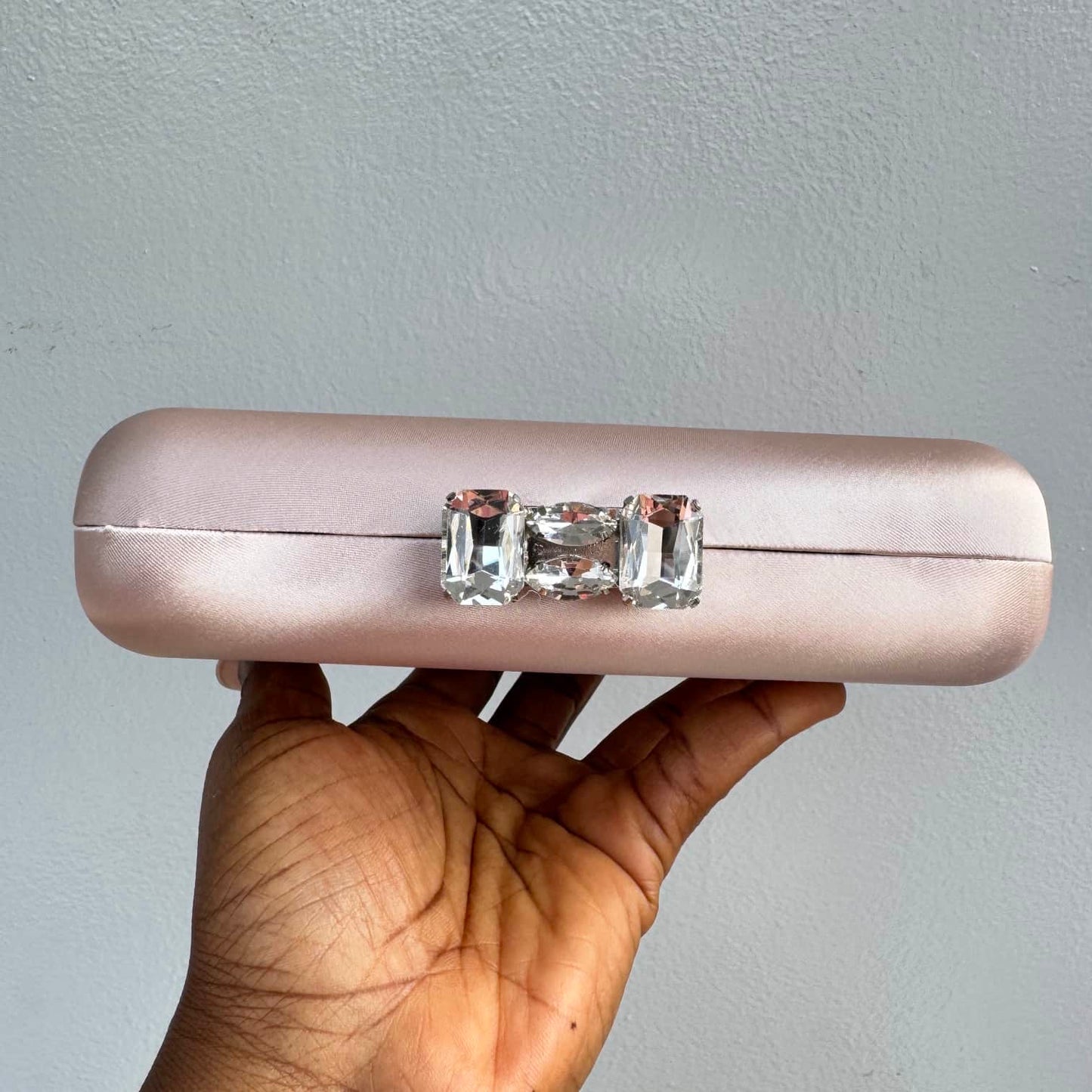 Nina Satin Gem Clasp Clutch Purse