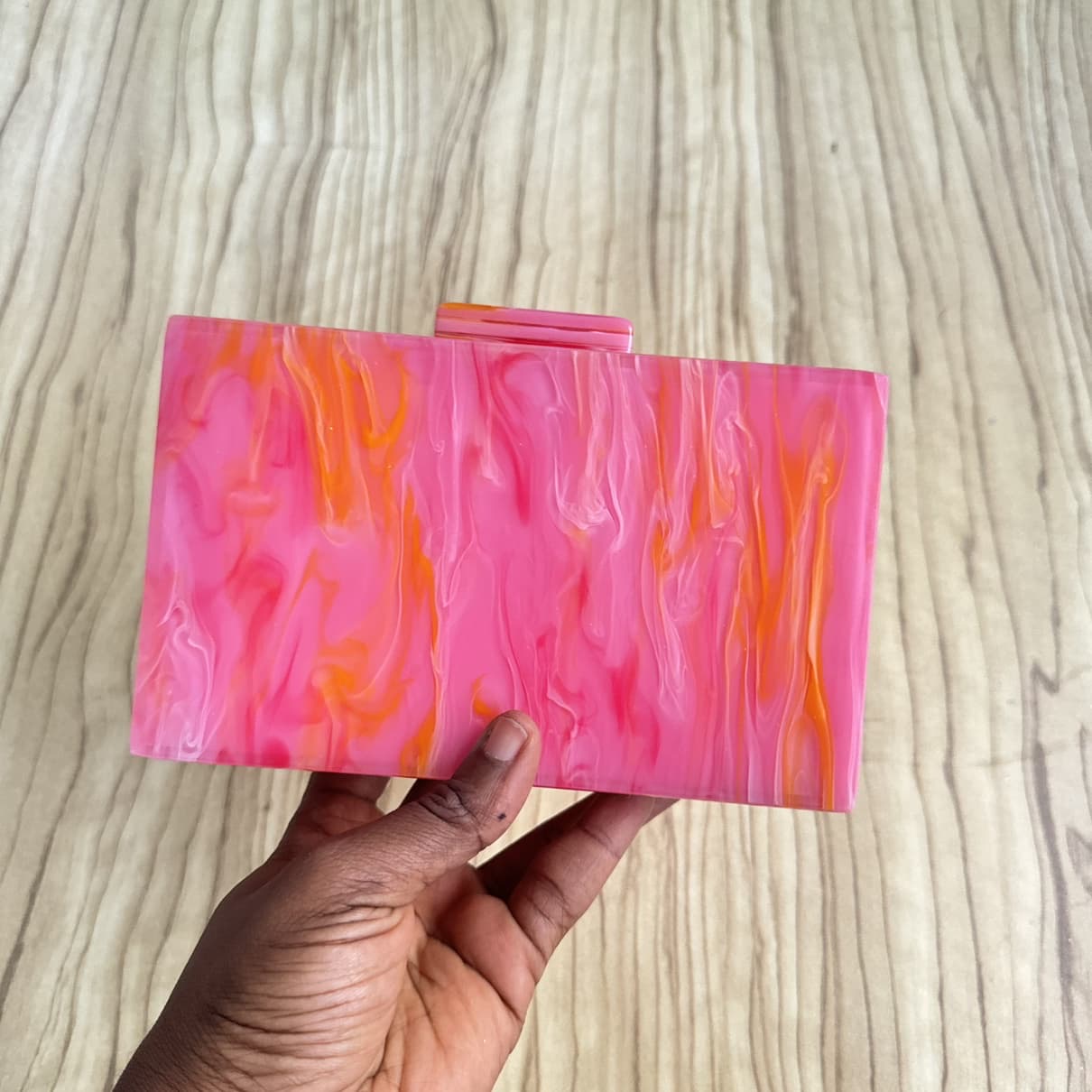 Rectangle Acrylic Clutch Purse - Pink / Orange