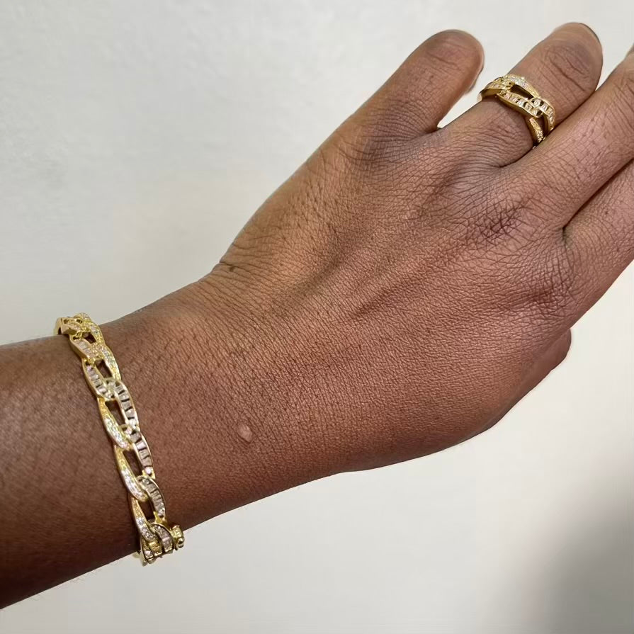 Chain Link Cubic Zirconia Bangle and Ring Set