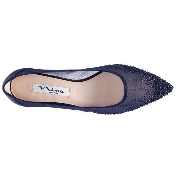 Nina Sofie Pointed Toe Kitten Heels - Navy Blue