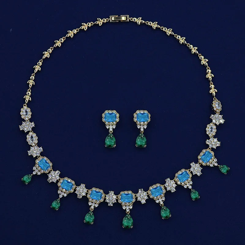 Luxury Cubic Zirconia Necklace and Earring Jewelry Set