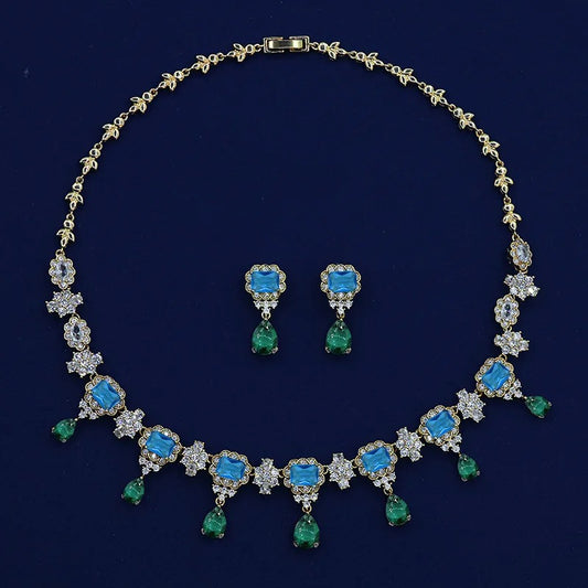 Luxury Cubic Zirconia Necklace and Earring Jewelry Set