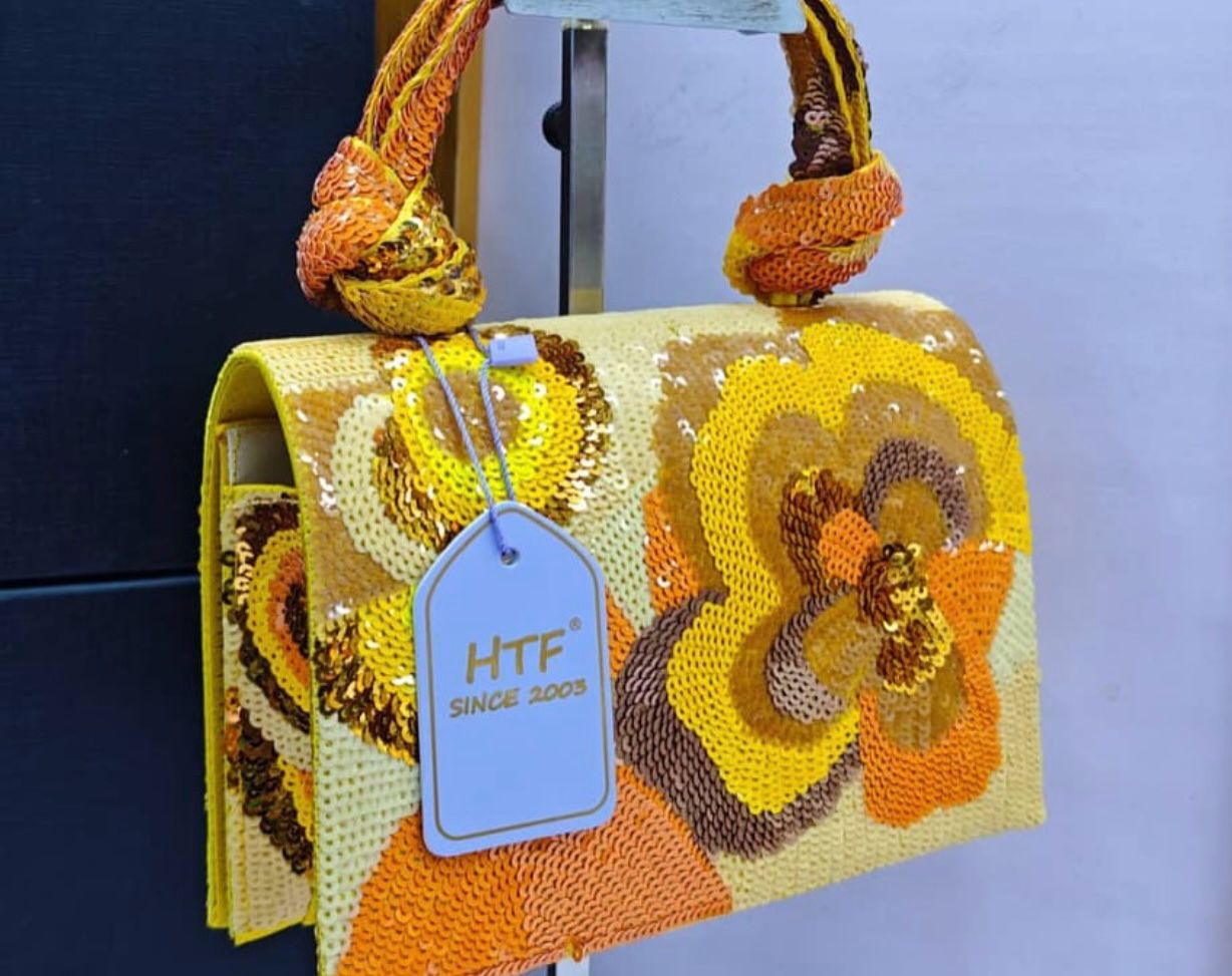 Multicolour Sequined Floral Clutch Bag