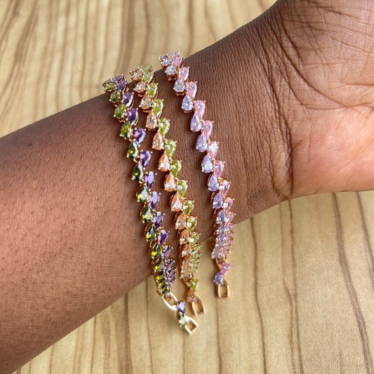 Gold Tone Cubic Zirconia Ladies Bracelet