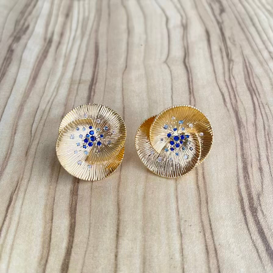 Big Stud Party Gold Plated Cubic Zirconia Earrings