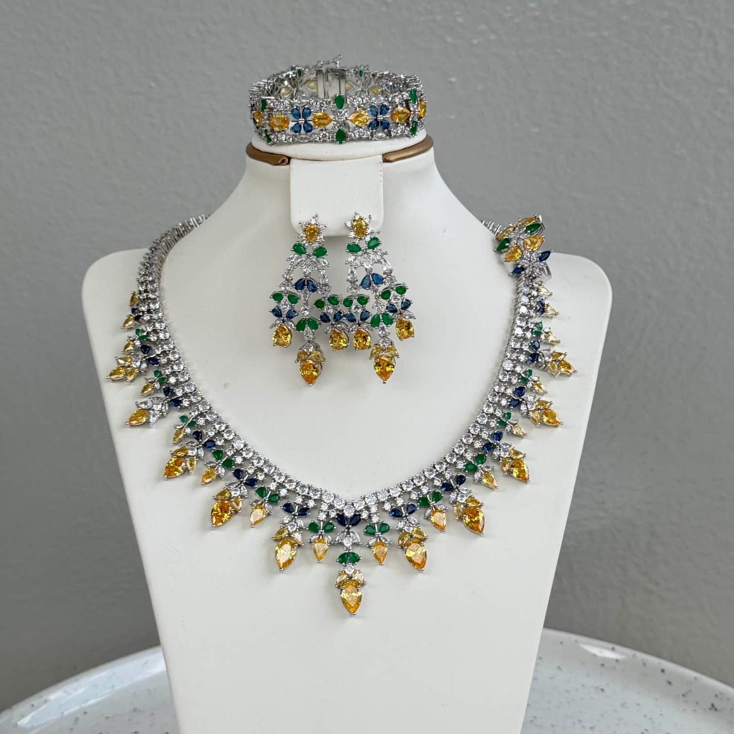 Luxury Multicolour Cubic Zirconia Jewelry Set
