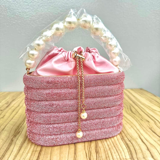 Pink Pearl Handle Cage Clutch