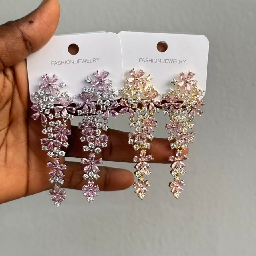 Statement Floral Long Earrings