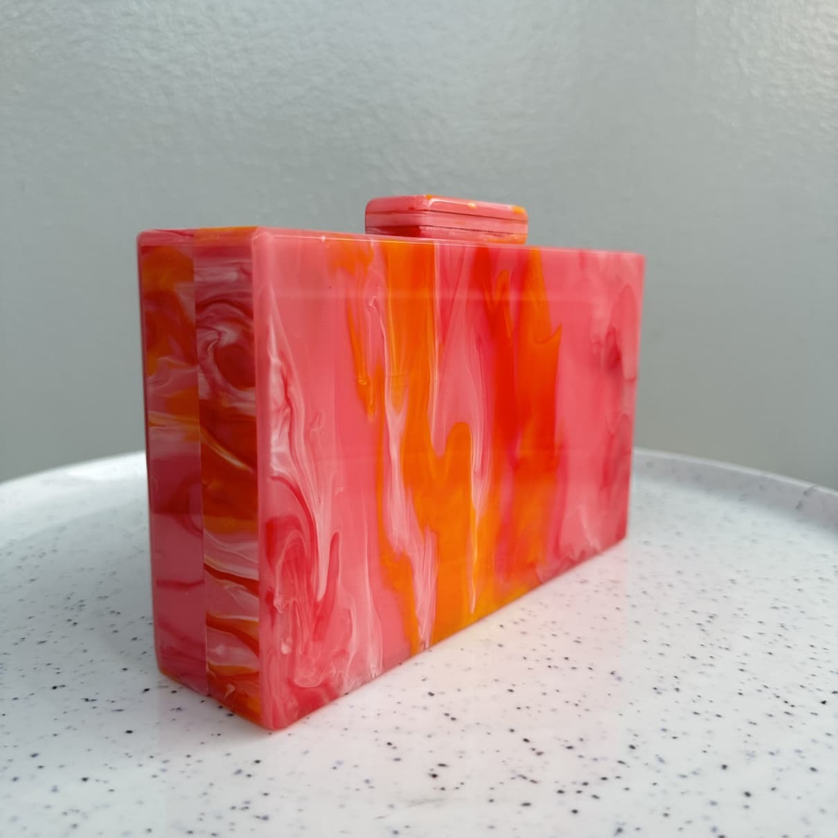 Rectangle Acrylic Clutch Purse - Pink / Orange