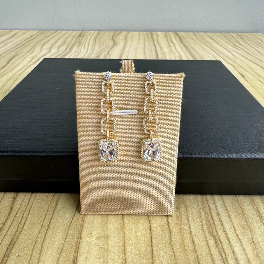 Gold Plated Chain Link Drop Earrings - Gold