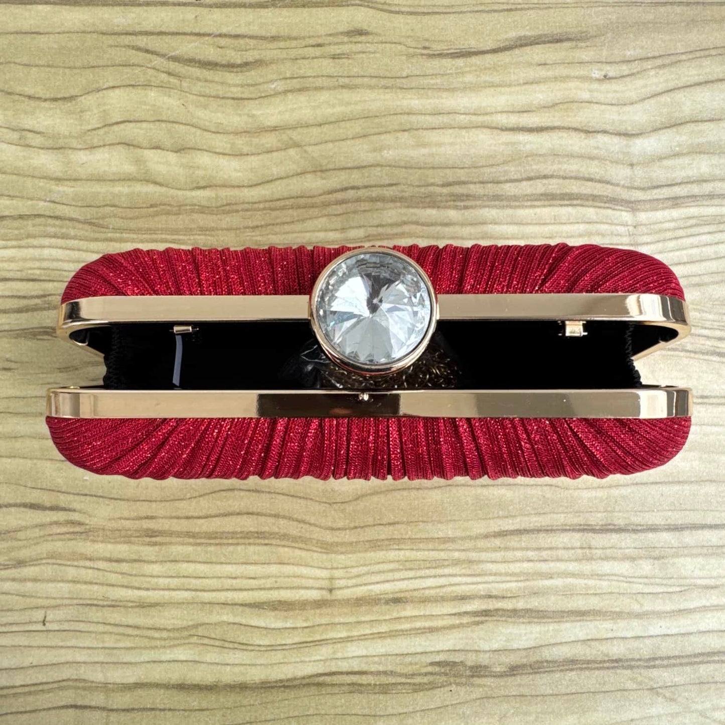 Pleat Detail Fabric Shimmer Clutch Purse