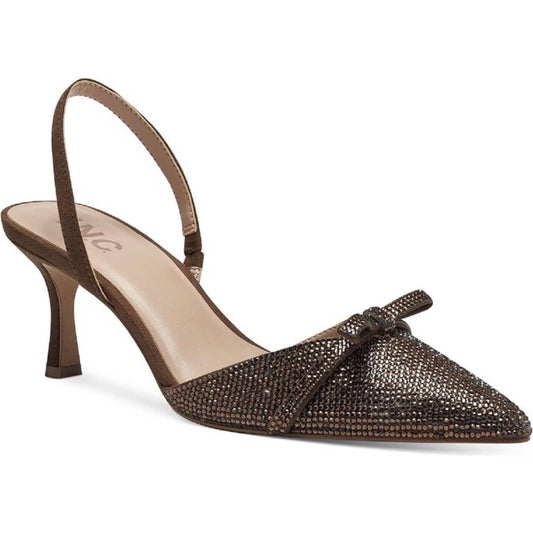 I.N.C. Rhinestone Kitten Heel Slingback Size 37 / 6.5 US - Dark Brown