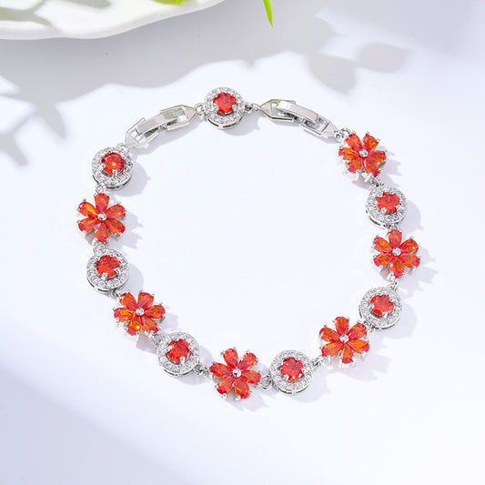 Flower Tennis Cubic Zirconia Bracelet
