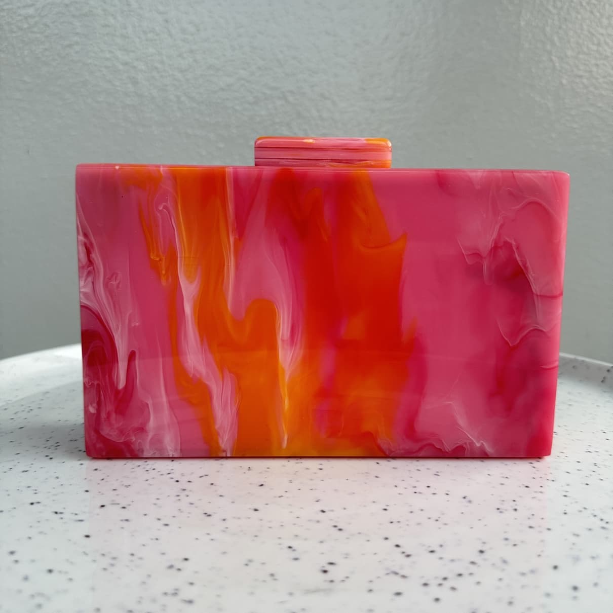 Rectangle Acrylic Clutch Purse - Pink / Orange