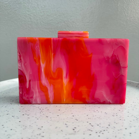Rectangle Acrylic Clutch Purse - Pink / Orange