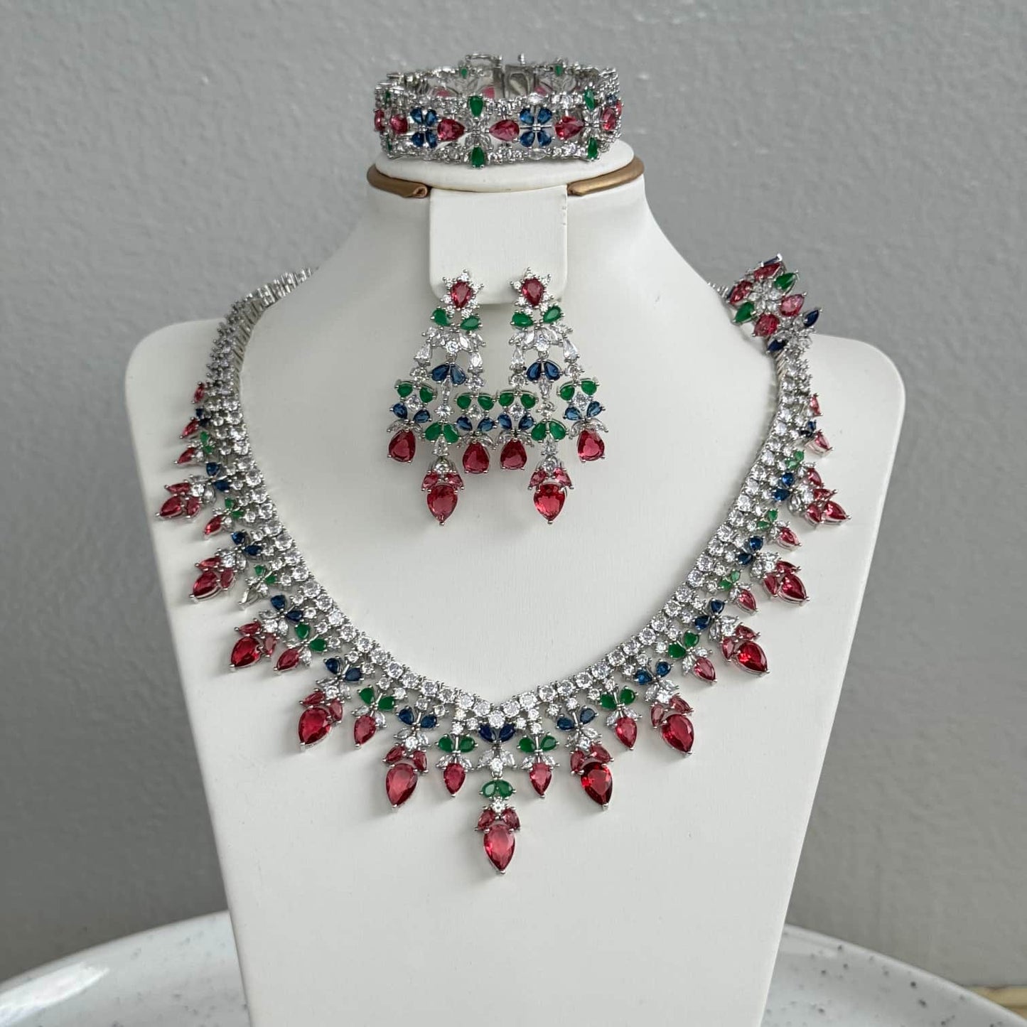 Luxury Multicolour Cubic Zirconia Jewelry Set