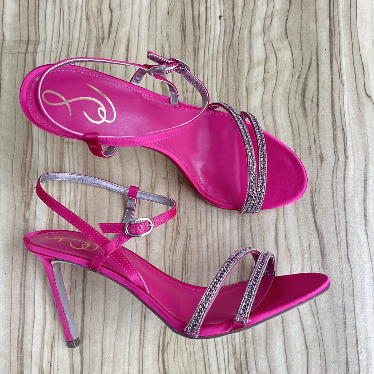 Sam Edelman Open Toe Satin Embellished Heeled Sandal