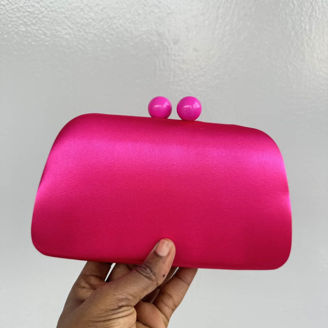 Plain Satin Ball Clasp Clutch Purse