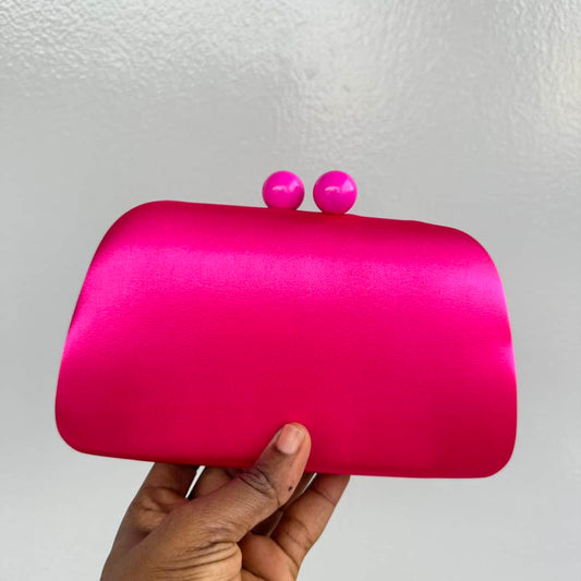 Plain Satin Ball Clasp Clutch Purse