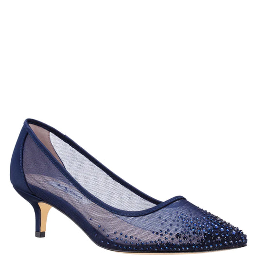 Nina Sofie Pointed Toe Kitten Heels - Navy Blue