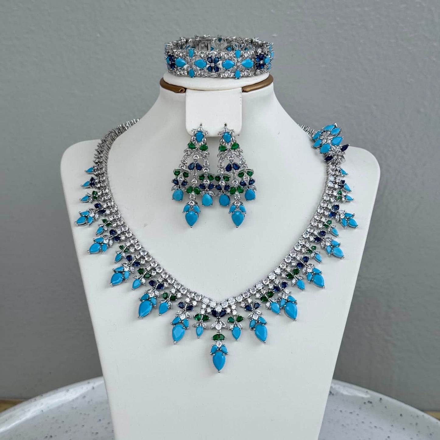 Luxury Multicolour Cubic Zirconia Jewelry Set