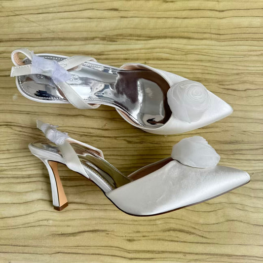 Bridal Satin Rosette Pointed Toe Slingback Shoe