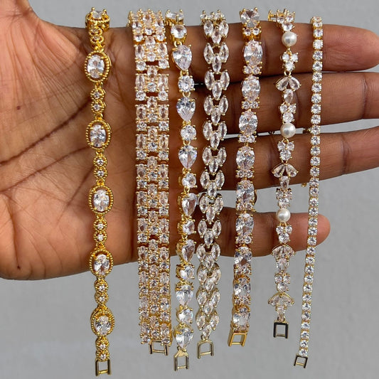 Gold Tone Cubic Zirconia Tennis Bracelets